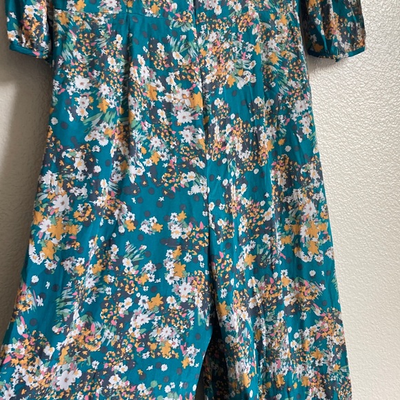 Anthropologie Kachel Teatime Silk Viscose Blend Floral Jumpsuit Wide Leg sz 8 - Picture 10 of 14